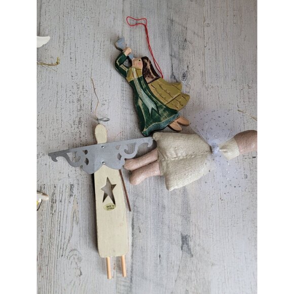 Angel ornament lot set raggedy Ann religious Xmas halo - Picture 11 of 11